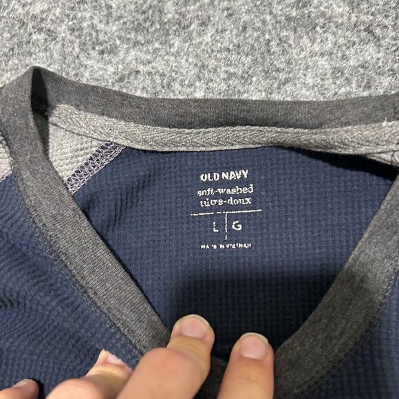 Old Navy Soft-Washed Thermal Long Sleeve Shirt Gray/Navy Men’s Large - Picture 5 of 6